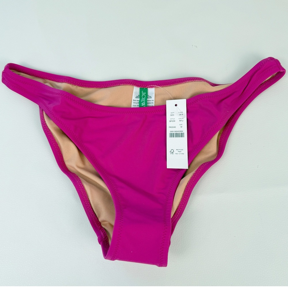 J Crew High Cut Leg Cheeky Mid Rise Bikini Bottom Womens Medium Fuchsia Pink